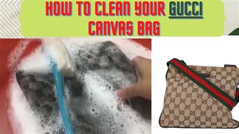 how to clean fabric on gucci bag|Gucci canvas bag cleaner.